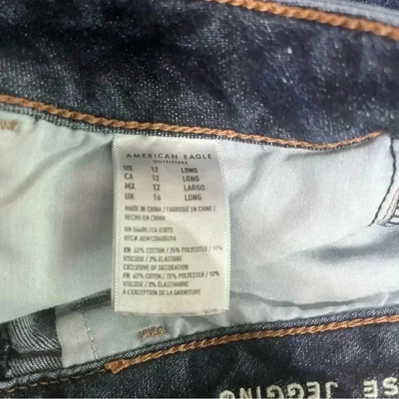 American Eagle Outfitters Hi Rise Jegging Size 12 Long Dark Wash No Distressing - Picture 5 of 8